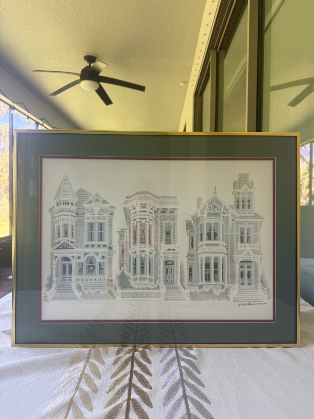 LIMITED EDITION Dimensional Designs By Debbie Patrick Victorian House Framed Art